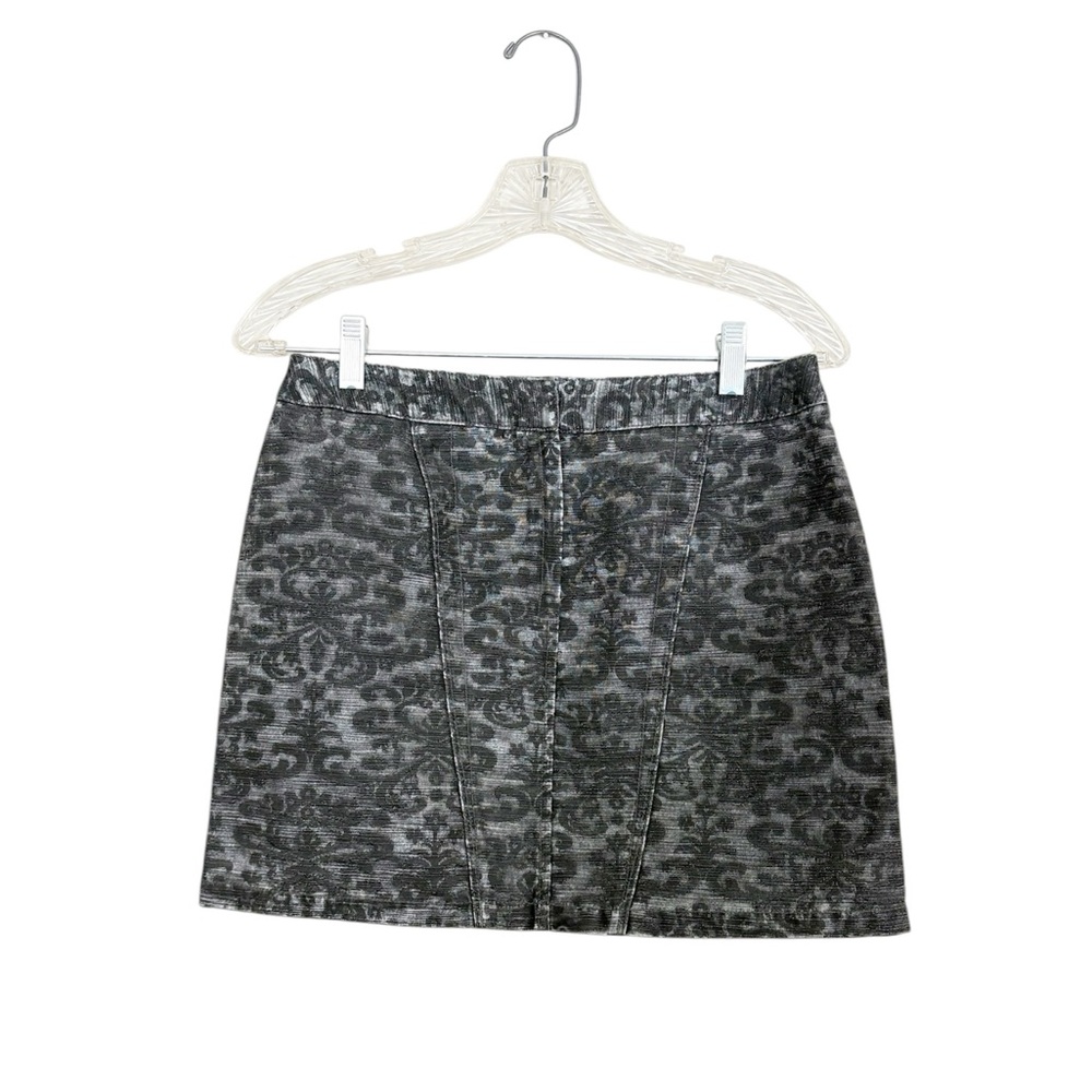 Express Charcoal Gray Paisley Stretch Cotton Mini Skirt